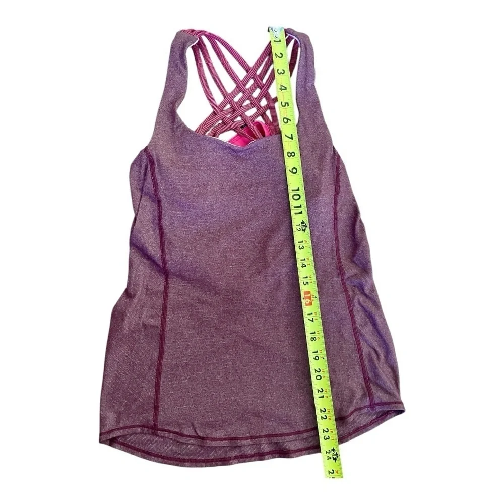 LULULEMON WILD TANK Top 2-in-1 Heathered Black Cherry/Electric Coral Size 2